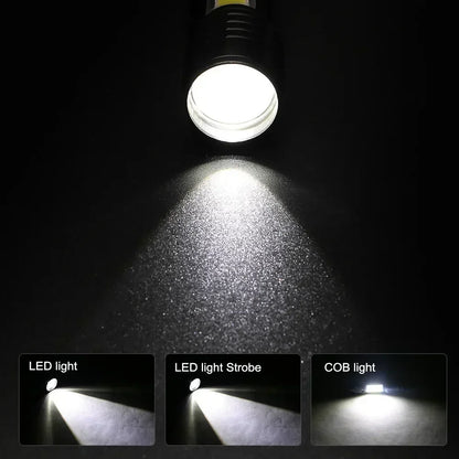 USB Rechargeable COB+XPE Mini LED Torch — Outdoor Zoom Light with Pen Clip