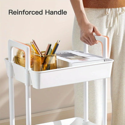 2025 Practical Rolling Cart (3-Layer) — Reinforced Handle for Kitchen, Bathroom, Craft & Nursery