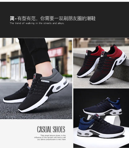 Men’s 2025 Breathable Lace-Up Running Shoes – Light Casual Sports Sneakers